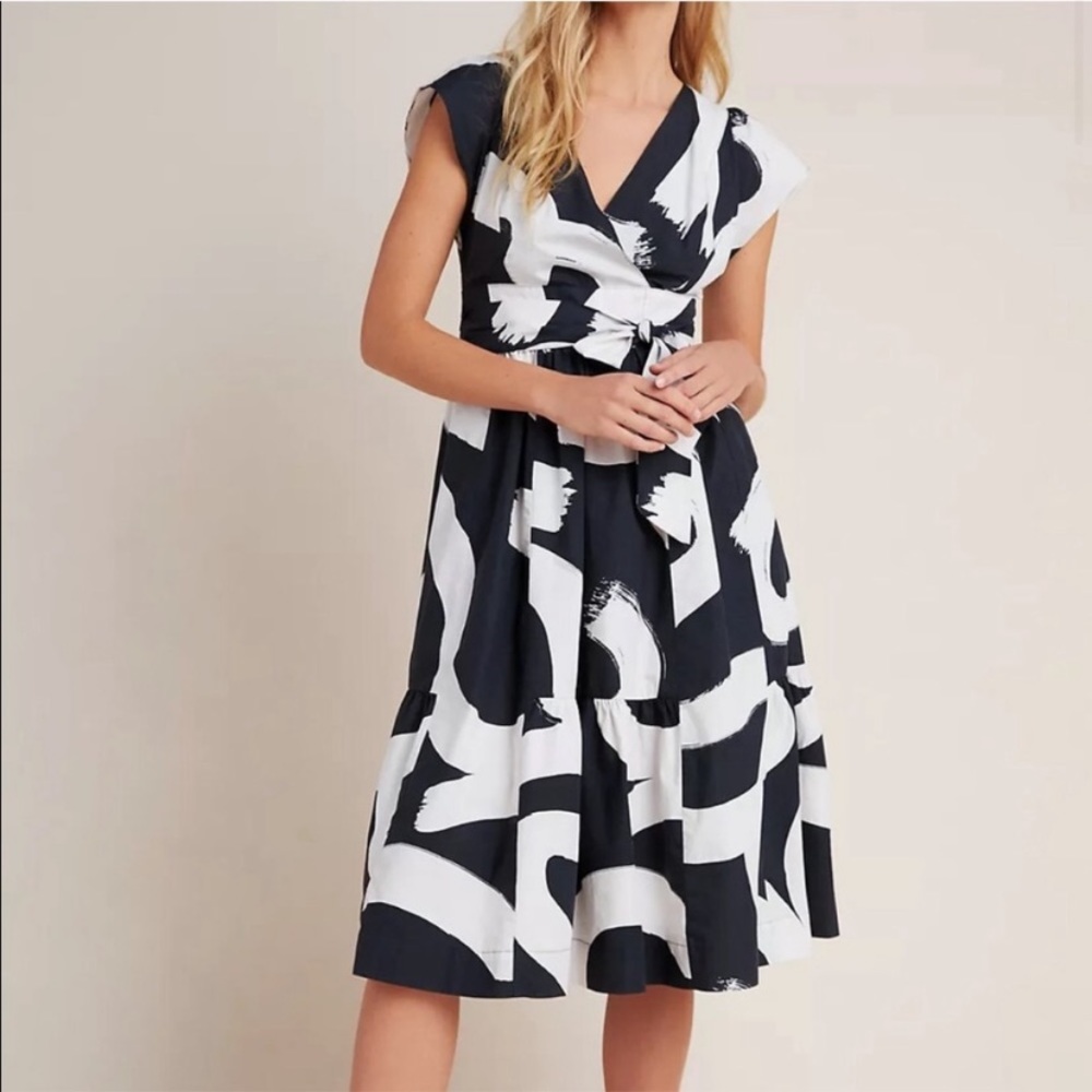 Maeve by Anthropologie navy & white dress